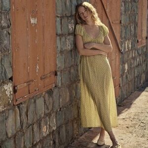 Doen Sofia Floral Maxi Dress Yellow Moonflower